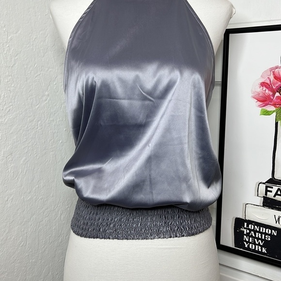 Universal Standard Glossy Halter Top in Gray Satin Size 3XS/2-4 - Picture 6 of 10